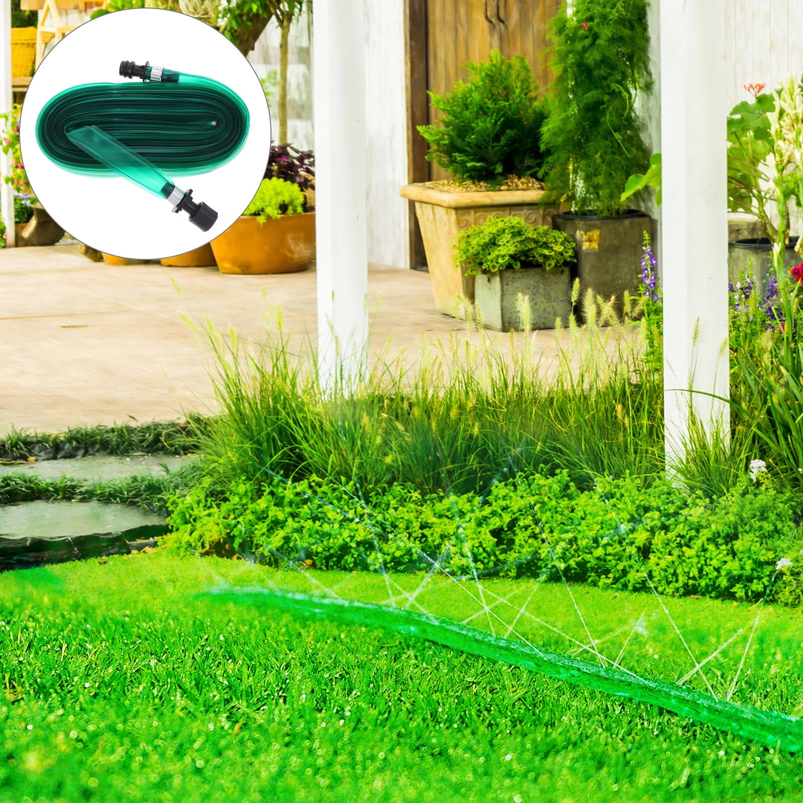 FOMIYES Garden Hose Sprinkler Hose Green PVC 1Pack