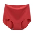 thumbnail image 5 of lnmuld Solid Laser Cut Seamless High Waist Women Briefs Scalloped Wave Leg Edge Ice Silk Smooth Antibacterial Crotch No Show Breathable Daily Panties Color:Brick Red,Size:M, 5 of 6