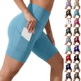 thumbnail image 4 of Gsakboxl Yoga Pants Women Women High Waist Side Pocket Yoga Biker Shorts For Cycling Running Gym Workout Sports Beige L, 4 of 5