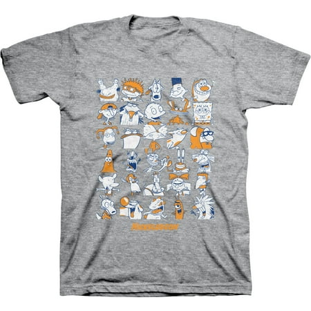 Mens Nickelodeon 90s Throwback Shirt - Retro Nick Group tee - Classic Nick Graphic T-Shirt (Athletic Heather, 3X-Large)