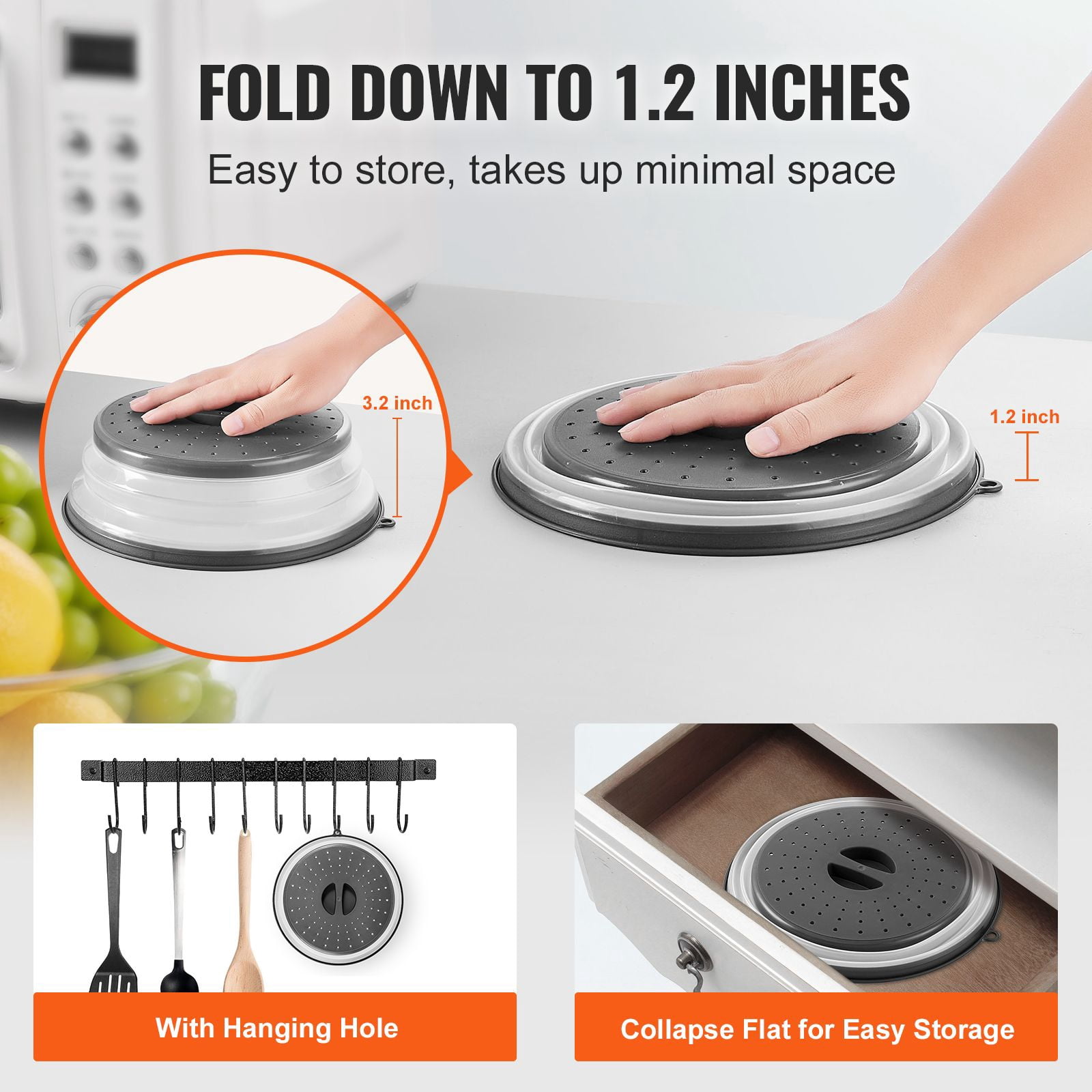 Microwave Splatter Cover Heat Resistant 300°F, Food Grade Microwave Guard Lid, Prevents Oil Food Splatters Easy Clean for Microwave Oven Cooking
