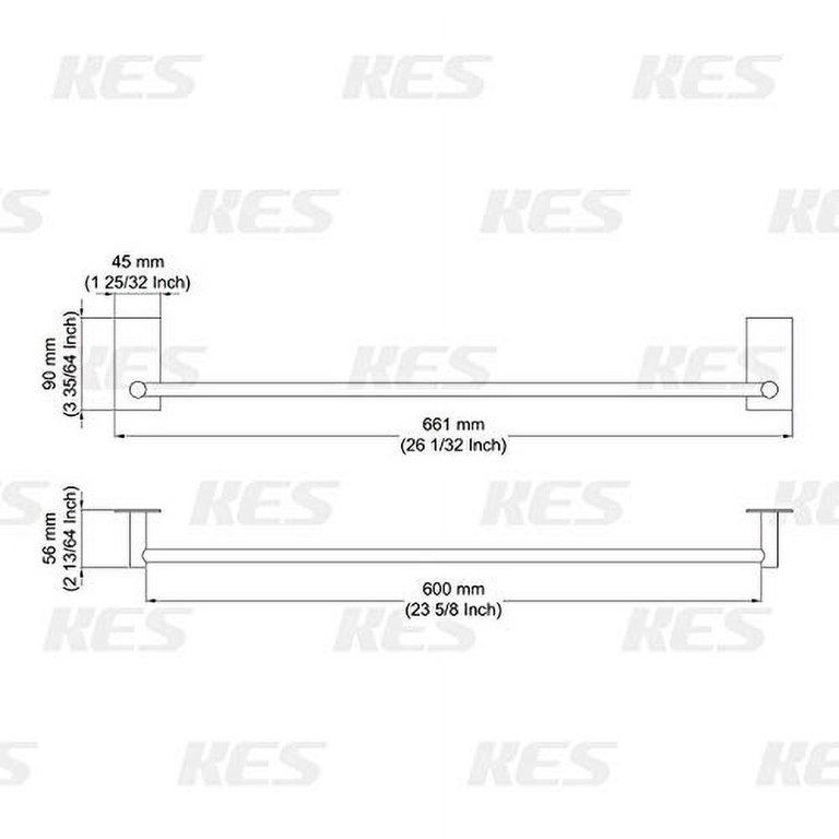 KES 23.6 Inch Adhesive Towel Bar for Bathroom Wall, Bath Towel Holder,  Towel Rack No Drill, SUS304 Stainless Steel Brushed Finish, BTH7300S60-2