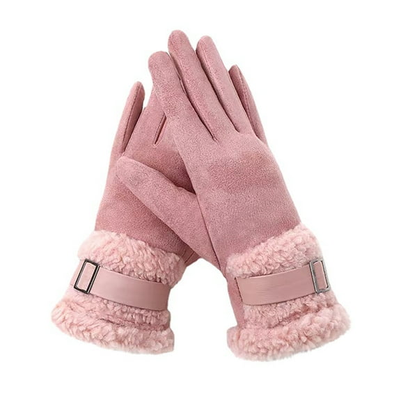 ShomPort Leather Gloves for Womens Windproof Touchscreen Fleece Cuff Keep Warm Winter Outdoor Trendy Gloves