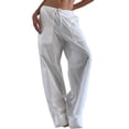 thumbnail image 1 of Pantalones Sunloudy Pierna Ancha Mujer Cordón Cintura Baja Negro, 1 of 9