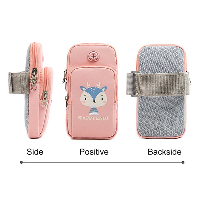 Estuche para teléfono con brazalete de dibujos animados para teléfonos inteligentes dentro de 5.5 pulgadas (ciervo rosa)
