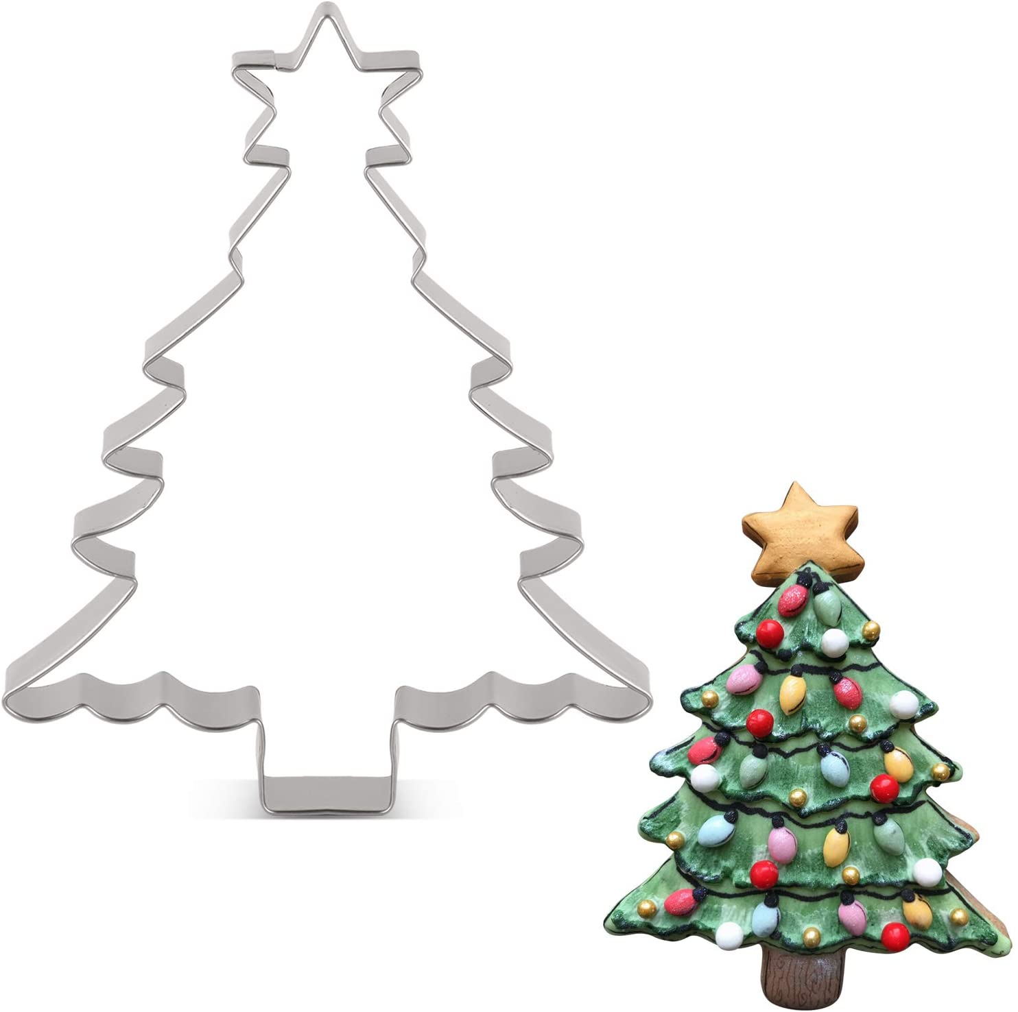 Christmas Tree with Star Cookie Cutter 4.4 x 5.6 inches Stainless