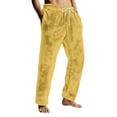 thumbnail image 3 of Hearthz Plush Fleece Pajama Pants Men Yellow Winter Thick Thermal Drawstring Lounge Pants Sleep Bottoms Elastic Waisted Men Pj Pants with Pocket, 3 of 10