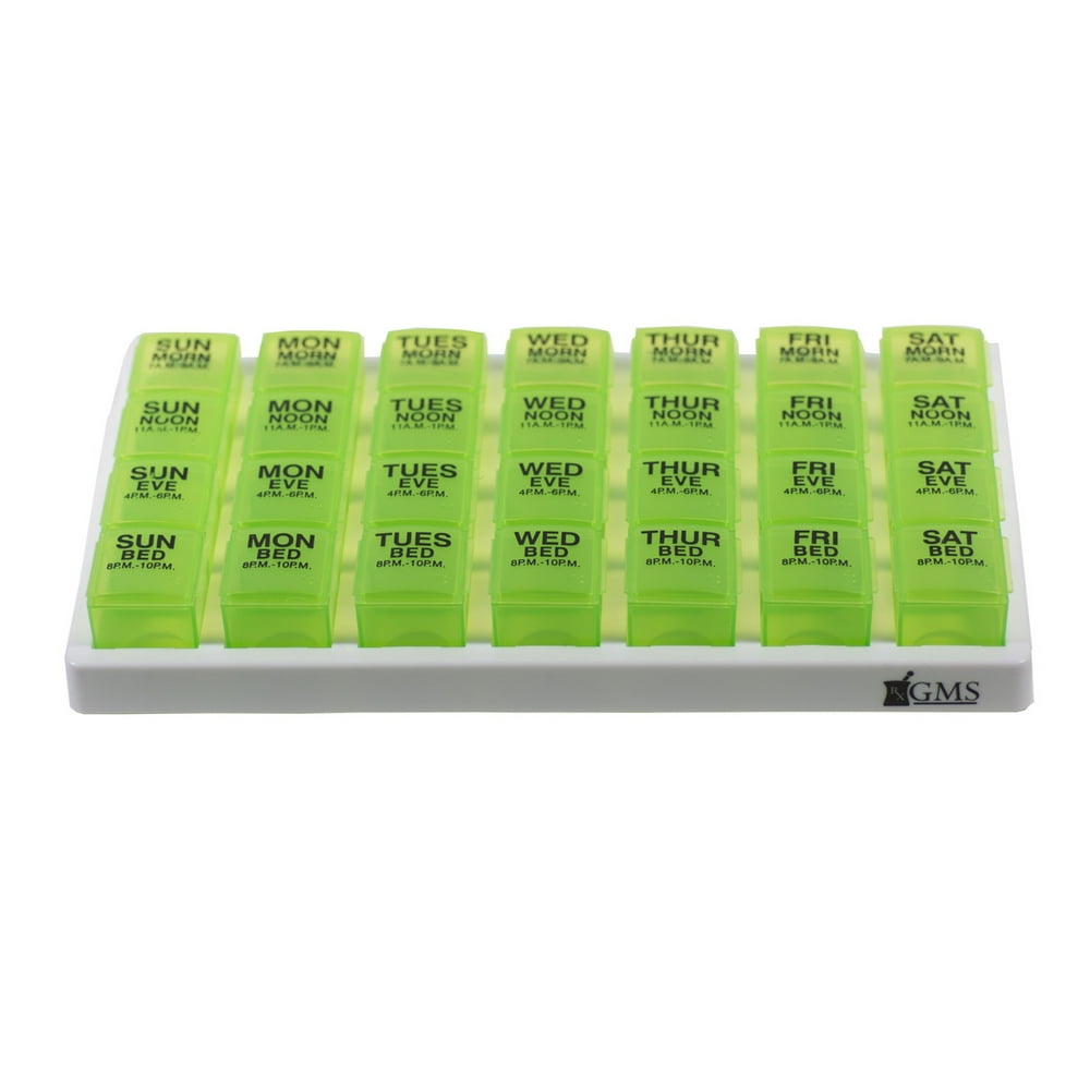 GMS 4x/ Day Weekly Pill Organizer Tray With Removable Daily Pill Boxes