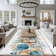 thumbnail image 3 of 5'x8' Area Rugs, Vintage Beach Coastal Indoor Outdoor Area Rug for Living Room Bedroom, Nautical Shell Starfish Coral Summer Washable Bathroom Rugs Kitchen Floor Carpet Mats Home Decor Aesthetic, 3 of 8