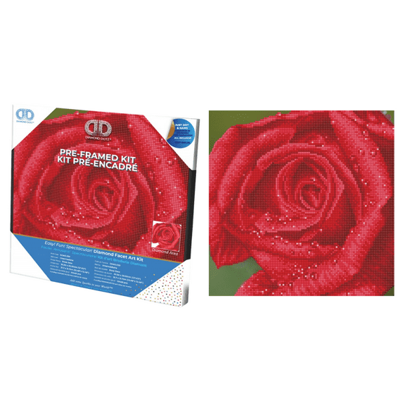 Diamond Dotz Rose Dew with Frame Flower Diamond Painting Kits for Adults - Diamond Art Kits a Relaxing Creative Craft Kit with Dotz Gems  12"x12"
