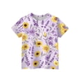 thumbnail image 3 of Abcomgle Girls Tshirts 8-10 Years Old Summer Short Sleeve Toddler T-Shirt Lavender Sunflower Print Toddler Girls T-Shirts Gradient Crewneck Cotton Tops, 3 of 5