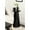 Black, variant on Kate and Laurel Klarc Modern Slatted Wood Round Drink Table, 12 x 12 x 22, Black, Circle Pedestal Table for Use as Bedroom Nightstand, Indoor Plant Stand, or Decorative Living Room Accent
