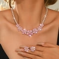 thumbnail image 4 of AEXTO Elegant Silver Flower Rhinestone Jewelry Set for Women – 3-Piece Petal Statement Necklace, Stud Earrings & Adjustable Ring – Sparkling Crystal Floral Wedding Bridal Party Accessories, 4 of 8