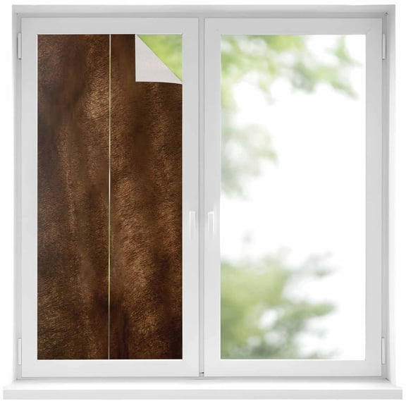 Window Privacy Film Retro Wooden Board Stained Glass Window Film Decorative Sun Block Window Cover Western Country Farmhouse Brown Wood Window Clings Static Adhesive Sticker for Bathroom 17.7"x39.3"