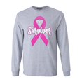 thumbnail image 1 of Shop4Ever Men's I'm A Survivor Breast Cancer Awareness Long Sleeve Shirt Medium Sports Grey, 1 of 5