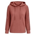 thumbnail image 7 of Gaigiky Shirts for Women Round Neck Drawstring Hoodies Solid Color Lace Spliced Long Sleeve Loose Fit Fall Daily Casual Pullover Outfits, 7 of 7