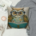 thumbnail image 2 of Sheronv Owl Glasses Book Theme Decorative Throw Pillow Cover for Home Couch Living Room Bed Sofa Zipper Closure 1PC 12x12in, 2 of 5
