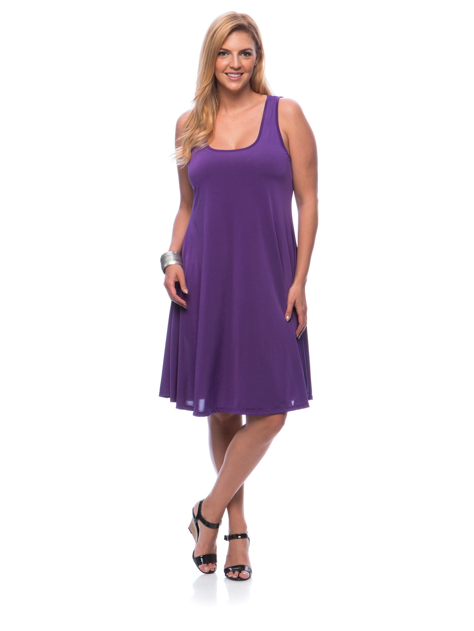 Women's Plus Size Sleeveless Tank Knee-Length Dress - Walmart.com