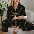 thumbnail image 5 of Xecao Golden Spider Web Print Women Pajamas Set Soft Sleepwear Pjs long Sleeve Button Down Nightwear with Long Pants, 5 of 6