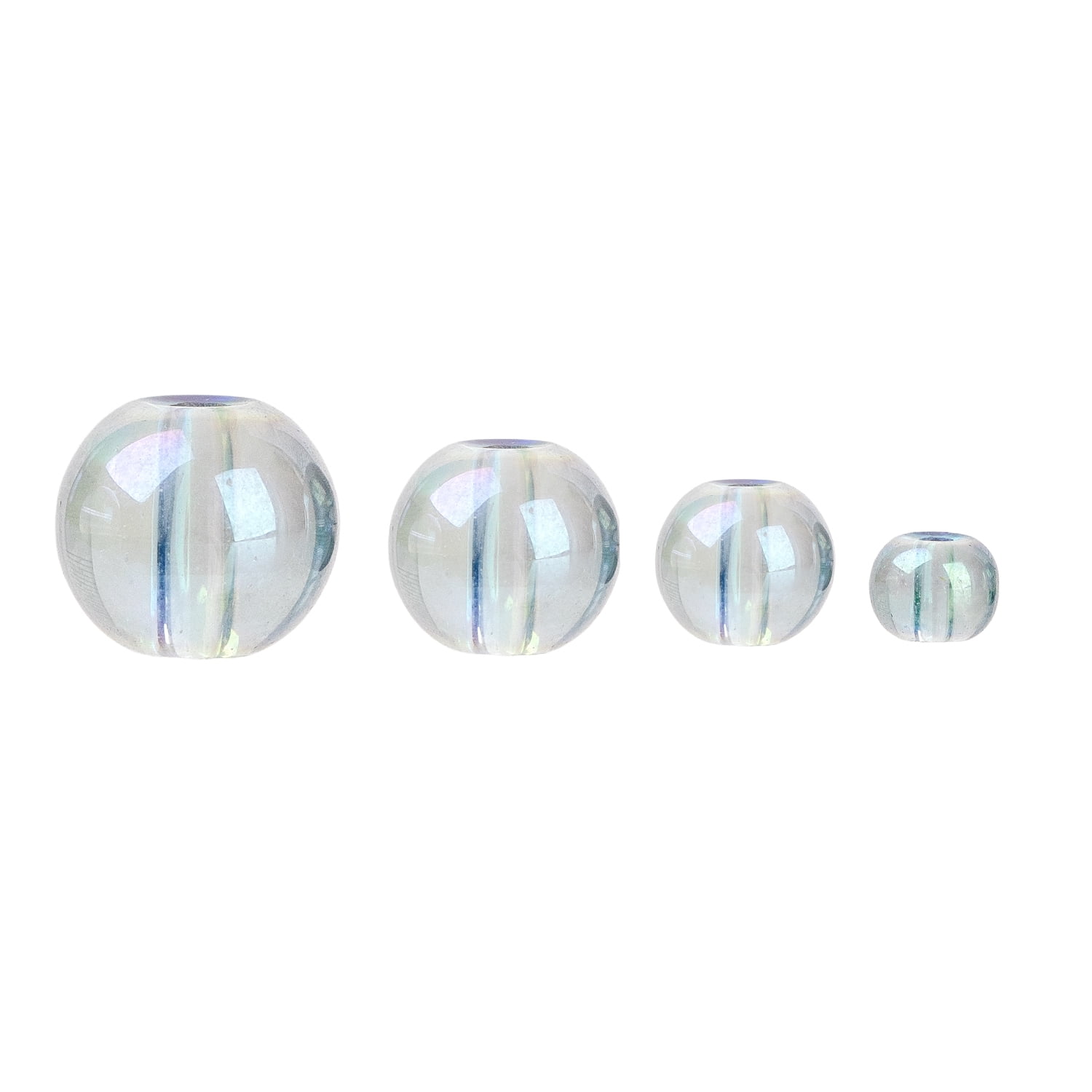 (2 pack) CousinDIY Round Glass Bead Strand in Multi Sizes, 7.5 in/Strand, AB Green, 135 Piece, Model 69992000