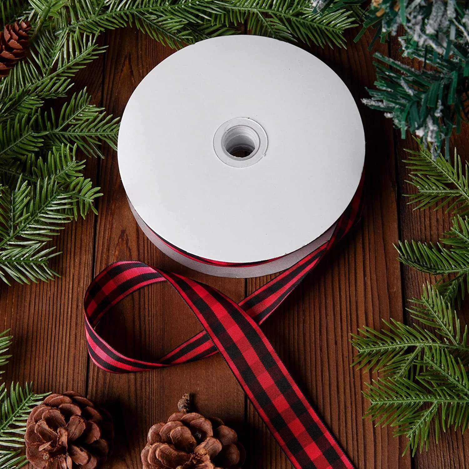 Clearance Fixed clip under $9,50 Yard Large Buffalo Plaid Ribbon 1.0 Inch Black And Red Check Ribbon For Christmas Valentine's Gift DIY Craft Decoration (red) 2PC