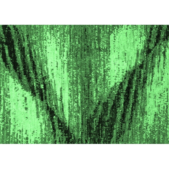 Ahgly Company Indoor Rectangle Abstract Emerald Green Modern Area Rugs, 7' x 9'