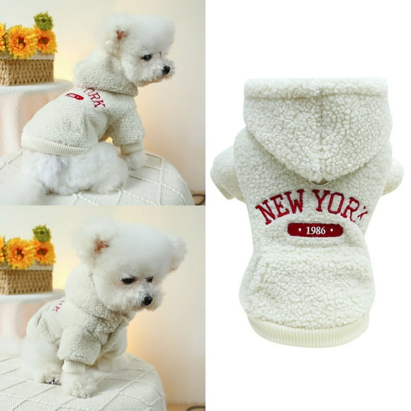 SIfdSeng Dog Shirts for Medium Dogs Girl Cute Dog Cat Clothing Lamb Wool Autumn/Winter Warm New York Hoodie Designer Pet Clothes Dog Shirts for Small Dogs Winter