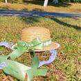 thumbnail image 6 of TeaParty SunHat Wide Brim Straw Boater Hat Women Ribbon Straw Hat Straw Beachs Hat Bows Straw Hat SunHat, 6 of 9
