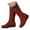 Red, variant on Winter Boots for Women Christmas Low Heel Faux Cuff Warm Booties Fleece Line Slip On 2025 Trendy Round Toe Cold Weather Snow Boots