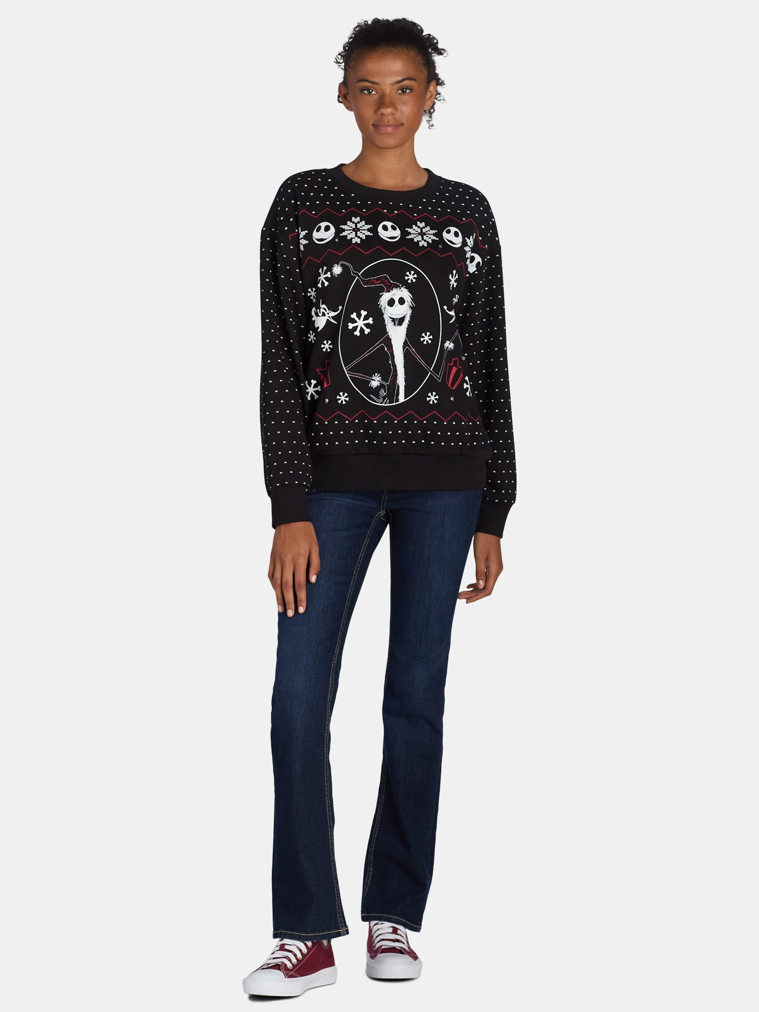 Nightmare Before Christmas Light Up Sweatshirt, Womens