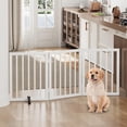 thumbnail image 2 of Bamboo Freestanding Dog Gate, Indoor, Foldable, Extra Wide, White, 3 Panels, 2 of 7