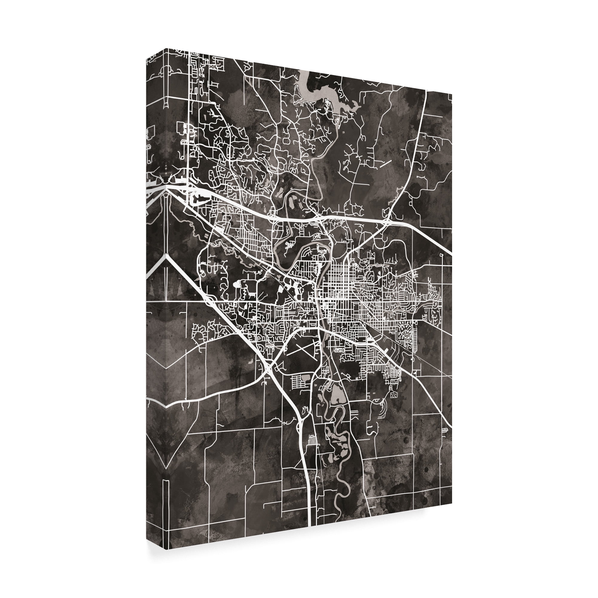 Trademark Fine Art 'Iowa City Map Black' Canvas Art by Michael Tompsett