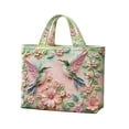thumbnail image 5 of Hummingbird Tote Bag with Floral Pattern, Embroidered Style Polyester Shoulder Handbag, Lightweight Shopping and Commuter Purse for Women, 5 of 6