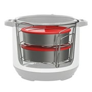 Instant Pot Official 8-piece Cook/Bake Set: 2 Pans, 2 Wire Racks, 2 Red Silicone Lids, 1 Removable Divider, and Removable Base