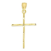 Golden Fire 14k Solid Gold Diamond Cut Cross Pendant Necklace - Religious Gifts for Women