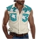 thumbnail image 1 of Camisas de Cuello para Hombres, Moda Casual Día de la Independencia Imprimir Turndown Bolsillos sin Mangas Tanque Deportivo, 1 of 5