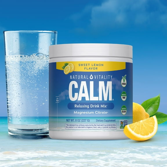Calm Magnesium Supplement Powder | Sweet Lemon Flavor | 8 oz | by Natural Vitality