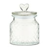 Clear Glass Jar with Lid and Heart-Shaped Knob, 6.