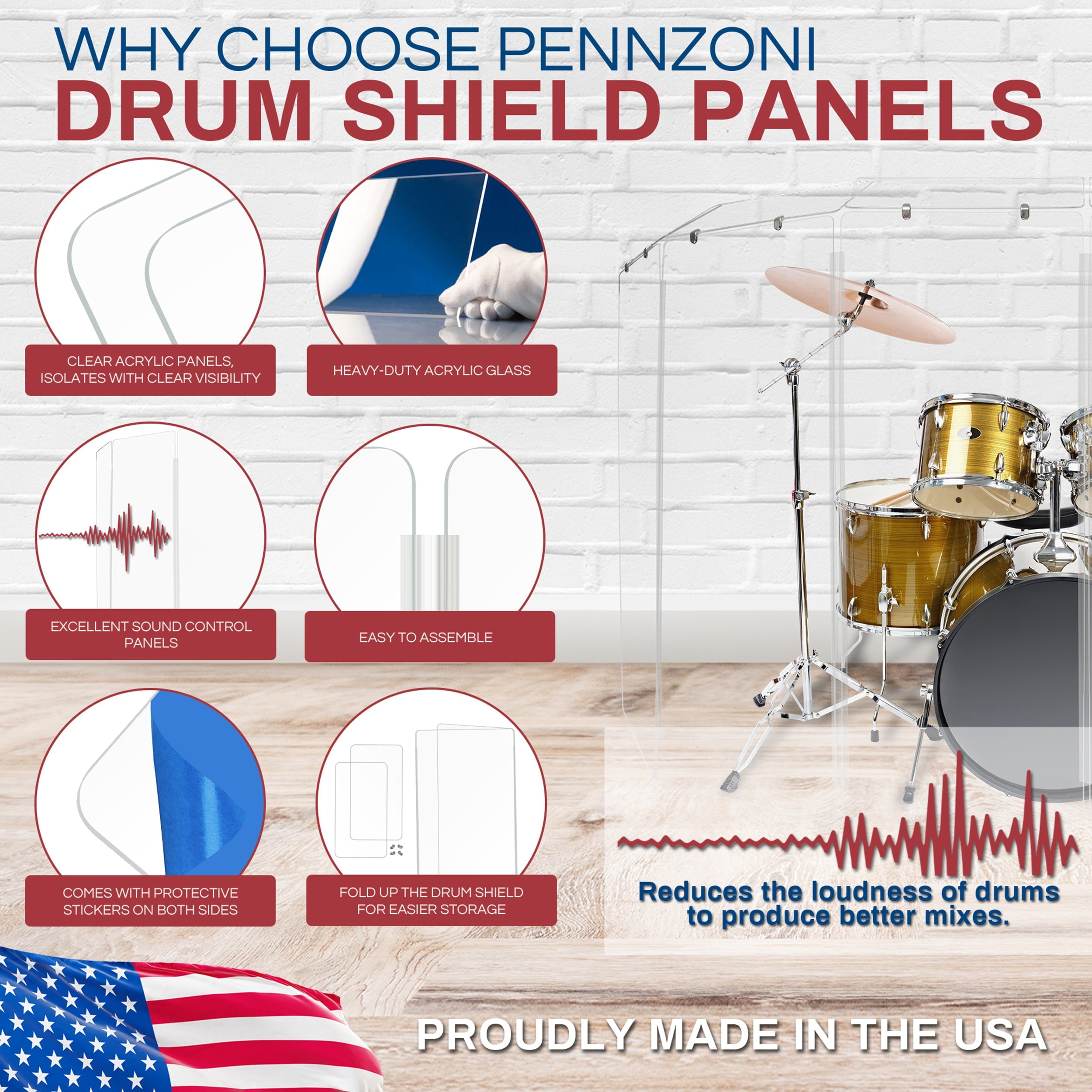 Drum Shield 2ft. x 5 ft. Panels - Living Hinge