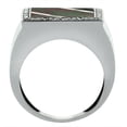 thumbnail image 3 of 10k White Gold Diamond Natural Onyx & Mother of Pearl Mosaic Ring Square Stripe 9/16 inch wide, size 9, 3 of 3