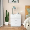 thumbnail image 2 of Ktaxon White 3 Drawer Dresser Nightstand Modern Wood Chest of Drawers Bedroom White Finish, 2 of 12