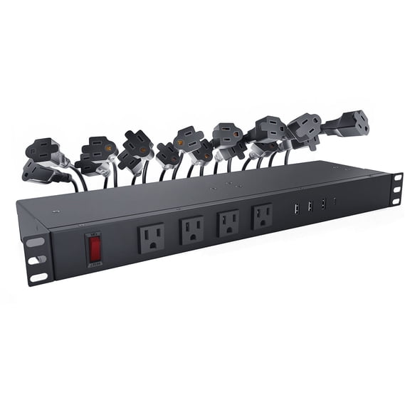 ZHANGONG 20-Outlet Rack Mount PDU, 1U Power Strip with USB-C, 16 Rear & 4 Front Outlets, 15A Overload Protection, 6FT Cord