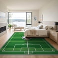 thumbnail image 3 of ODIKA 9'x12' Washable Area Rug Soccer Field Stripe Bold Athletic Motif Border Aglity Theme Decorations for Dining Room, Basement, Large Office, Non-Slip Chair-Friendly, 3 of 7