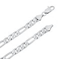 thumbnail image 2 of Men's 6.8mm Rhodium Plated Flat Figaro Chain Necklace, 30 inches, 2 of 7