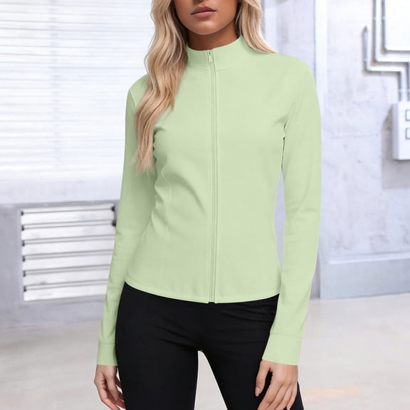 Avrnliq Women's UPF 50  Sun Protection Jacket Full Zip Up Athletic Jacket Lightweight Slim Fit Activewear Yoga Running Workout Jacket Mint Green,Size M