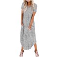 thumbnail image 1 of Vestidos de Verano de Mujer Casual Cuello Redondo Bolsillos de Manga Corta Impresión Vestido Largo, Vestido Ligero de Poliéster para Diario, Fiesta Y Primavera, 1 of 6