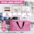 thumbnail image 2 of 4 Pack Large Moving Bags Heavy Duty Clothes Totes for Storage, Moving Bins with Zippers Top and Sturdy Handles, College Students Dorm Storage Collapsible Bags for Space Saving and Packing(Pink,87L), 2 of 9