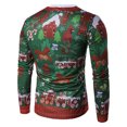thumbnail image 5 of Wutalume Men's Round Neck Slim Fit Long Sleeve Top, Christmas Print T-Shirt, Stretchy Comfortable Tee for Holiday Casual and Layering,Dark Green L, 5 of 9