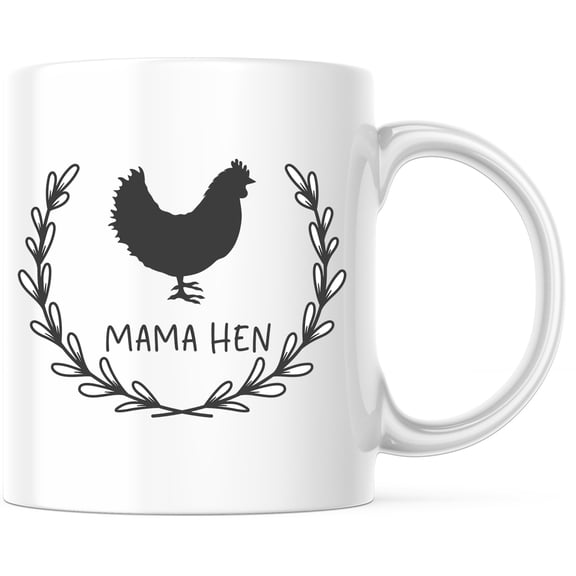 Mama Hen Mug - Chicken Lover Gift for Farmhouse Kitchen Decor - Mother's Day Hen Coffee Mug - Funny Farm Animal Mug for Chicken Lovers - 11 Ounce Novelty Coffee Cup - WMUG0207