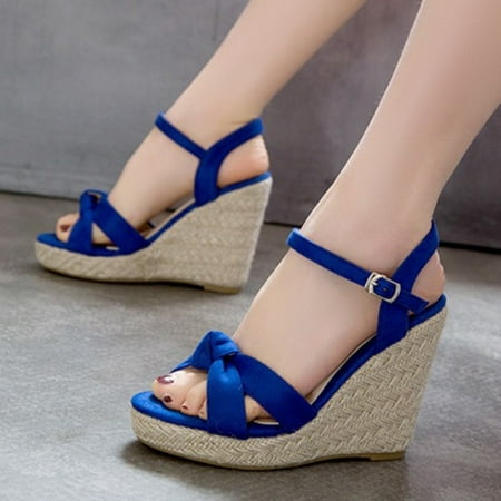 

Cathalem Sandals for Women with Arch Support for Comfortable Walk New Design Hot Ladies Women Wedges High Heel Shoes Sandals Sandal Blue 7